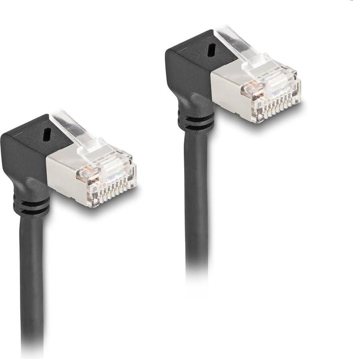 Actual product image Delock RJ45 network cable Cat.6A S/FTP Slim 90° bottom / bottom (S/FTP, CAT6a, 2 m)