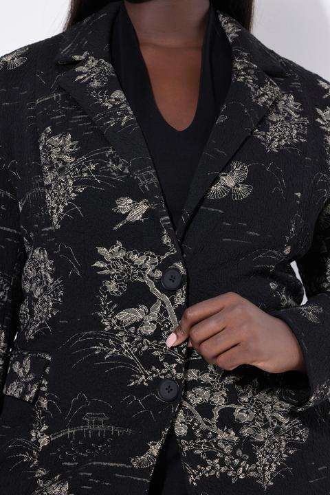 Produktbild Ulla Popken Jacquard-Blazer, Reverskragen, Langarm, Stretchfutter (52)