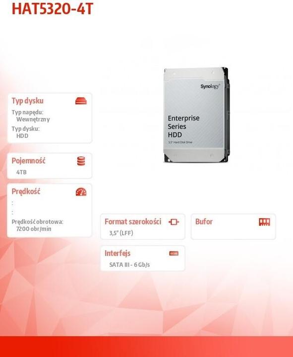 Productafbeelding Synology Ondernemingsreeks HAT5320-4T (4 TB, 3.5", CMR)