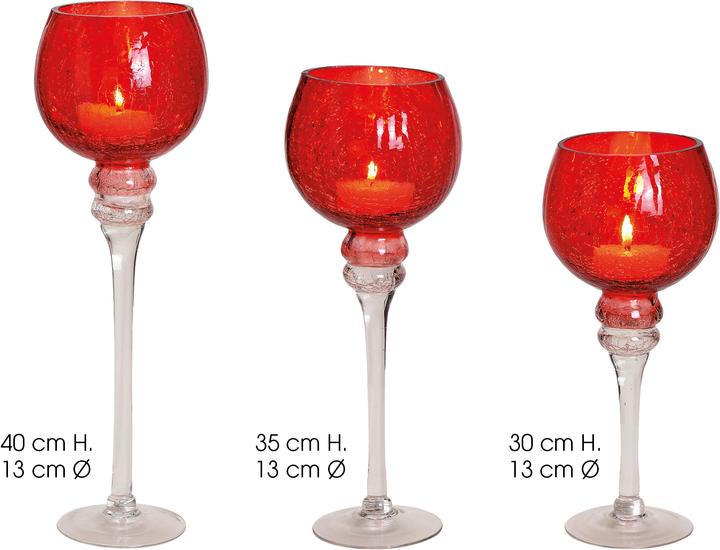 Produktbild G. Wurm Windlicht Set Kelch Cracking Rot, 30, 35, 40cm x Ø (3 x)