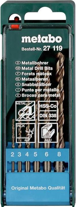 Image du produit Metabo Cassette de perçage HSSCo (2, 3, 4, 5, 6, 8 mm)