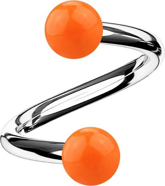 Immagine prodotto Star Piercing Micro spirale argento con due sfere arancioni (Materiale sintetico, Acciaio chirurgico 316L, senza ottone)