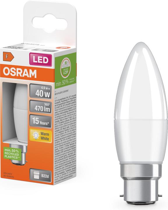Immagine prodotto Osram LED STAR CLASSIC B 40 FR 4,9 W/2700 K B22d (B22d, 4.90 W, 470 lm, 1 x, F)