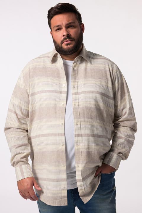 Immagine prodotto Men+ Leinenmix-Streifenhemd, Langarm, Kentkragen, Comfort Fit (XXL)