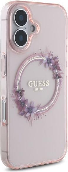 Produktbild Guess GUHMP16SHFWFCP iPhone 16 6.1" różowy/pink hardcase IML Flowers Wreath MagSafe (Apple iPhone 16)
