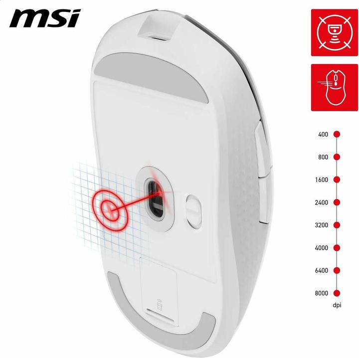 Actual product image MSI Versa 300W White Gaming Maus S12-4301440-CLA (S12-4301440-CLA) (Cable, Wireless)