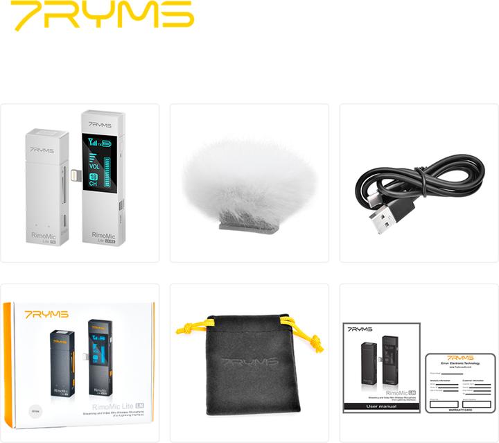Produktbild 7Ryms Streaming and Video Mini Wireless Microphone (For Lightning Interface) Rimomic Lite LN - White