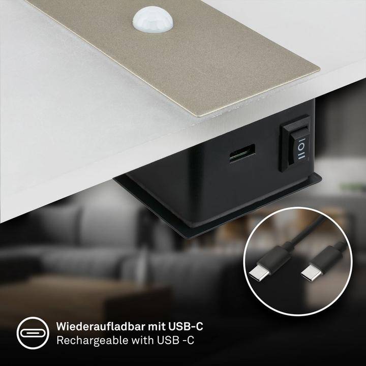 Produktbild Briloner AURA LED Akku Wandleuchte mit Sensor - Nickel-matt (100 lm)