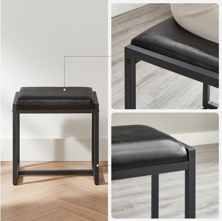 Image du produit Vasagle Schminktisch mit Hocker und Spiegel Greige/Schwarz, Tiefe (90 x 40 x 141 cm)