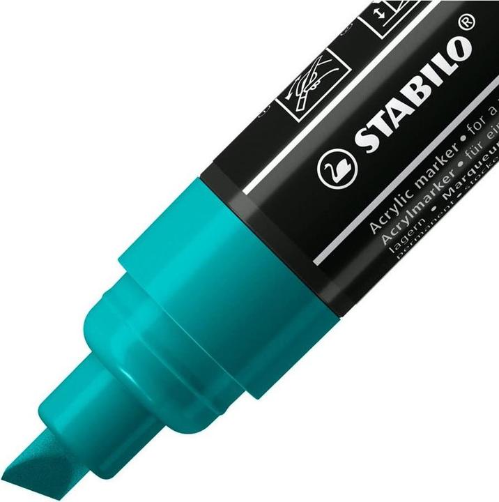 Image du produit STABILO Marqueur acrylique - FREE Acrylic - T800C wedge tip 4-10mm - single pencil - bleu-vert (1x)