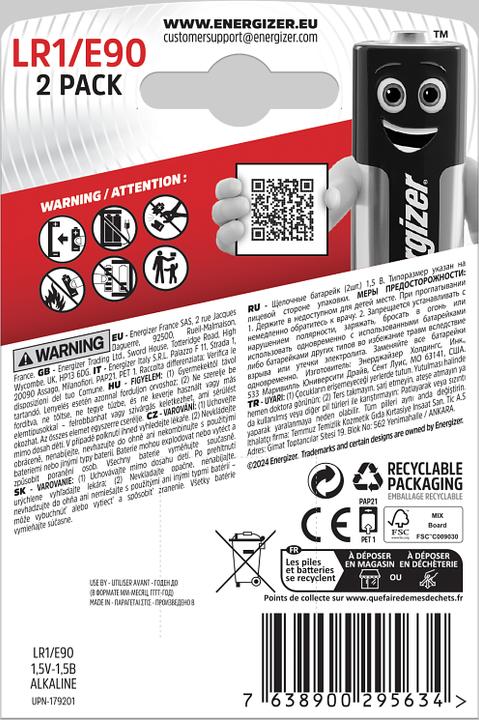Produktbild Energizer Lr1 E90 (2 Stk., N, 1000 mAh)
