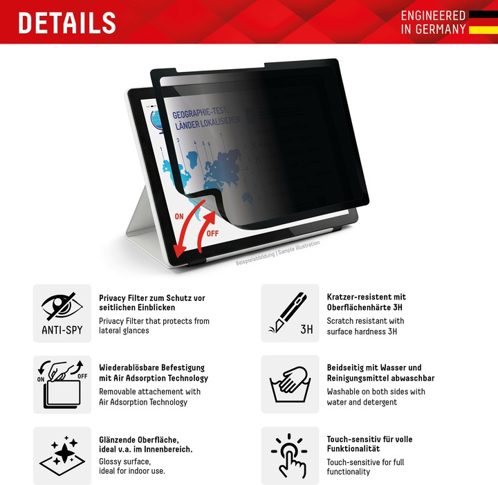 Produktbild Displex Tablet Privacy Safe, Tablet Blickschutzfolie (1 Stück, IPad 7th gen. 2019, iPad 8, IPad 9, iPad Air 2019 (3. Gen))