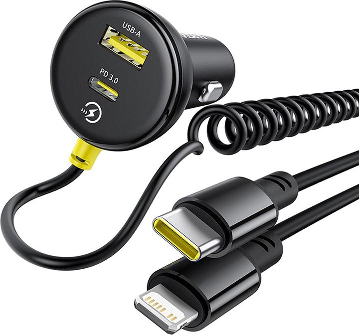 Image du produit Baseus Chargeur de voiture circulaire en plastique (U+C) + câble (C&L) 60W Cosmic Black