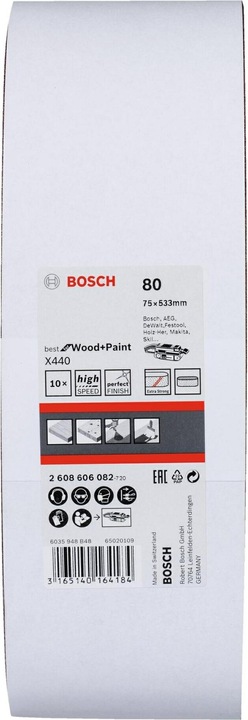 Actual product image Bosch Professional Zubehör PRO X440 sanding belt, 75 x 533 mm, G80 (80)
