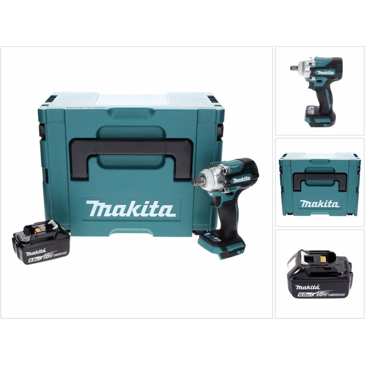 Makita, Bohrmaschine + Akkuschrauber, DTW 300 G1J Akku Schlagschrauber 18 V 330 Nm 1/2" Brushless + 1x Akku 6,0 Ah + Mak...
