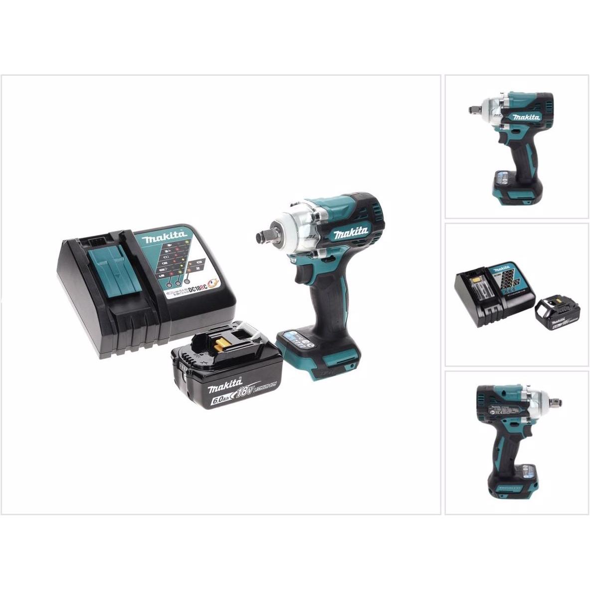 Makita, Bohrmaschine + Akkuschrauber, DTW 300 RG1 Akku Schlagschrauber 18 V 330 Nm 1/2" Brushless + 1x Akku 6,0 Ah + Lad...