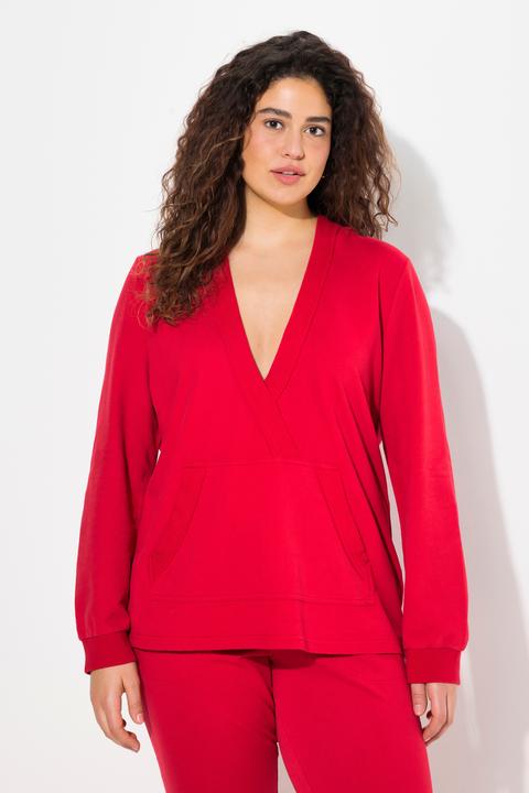 Produktbild Ulla Popken Hoodie, Kapuze, V-Ausschnitt, Langarm (54)