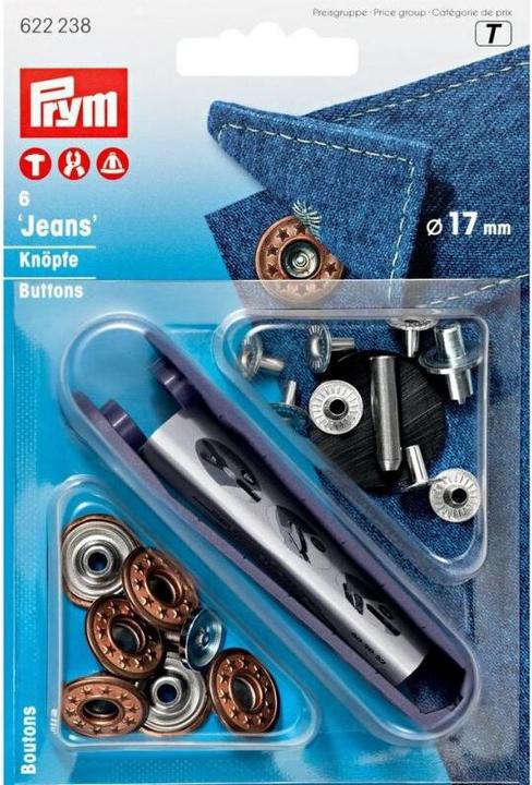 Immagine prodotto Prym Stelle a bottone in jeans, bronzo antico 17 mm, confezione da 6 pezzi.