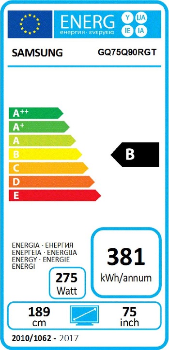 Energie-Label Samsung GQ75Q90RGT (75", QLED, 4K)