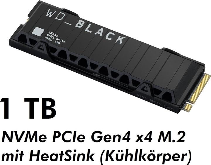 Produktbild WD Black SN850 mit Kühlkörper (1000 GB, M.2 2280)
