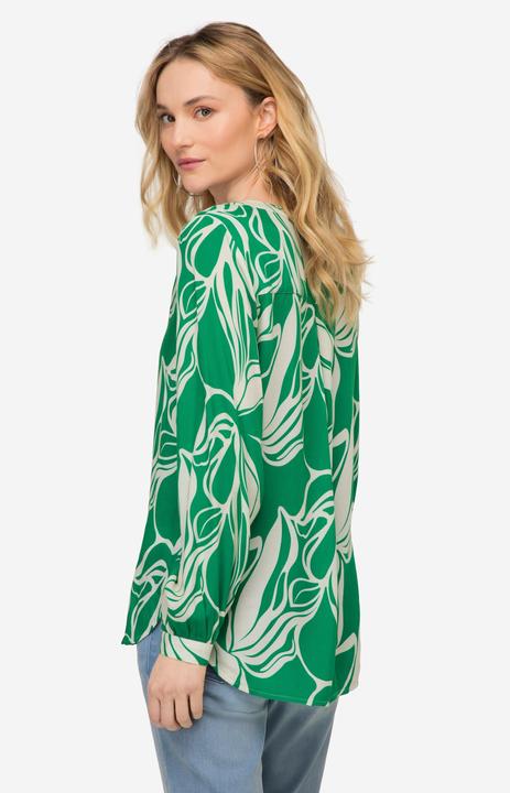 Produktbild Laurasøn Bluse, grafischer Blütenprint, Stehkragen, Langarm (L)
