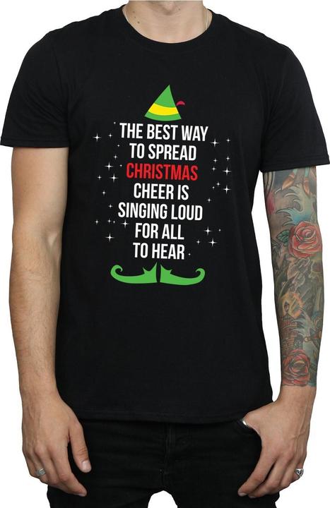 Actual product image Elf Mens Christmas Cheer Text T-Shirt (M)