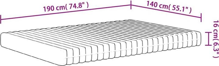 Actual product image vidaXL Schaumstoffmatratze (Foam core, 140 x 190 cm)