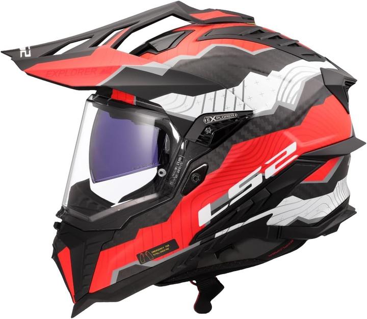 Image du produit LS2 MX701 Explorer Carbon Adventure helm Trick wit rood XL (XL)