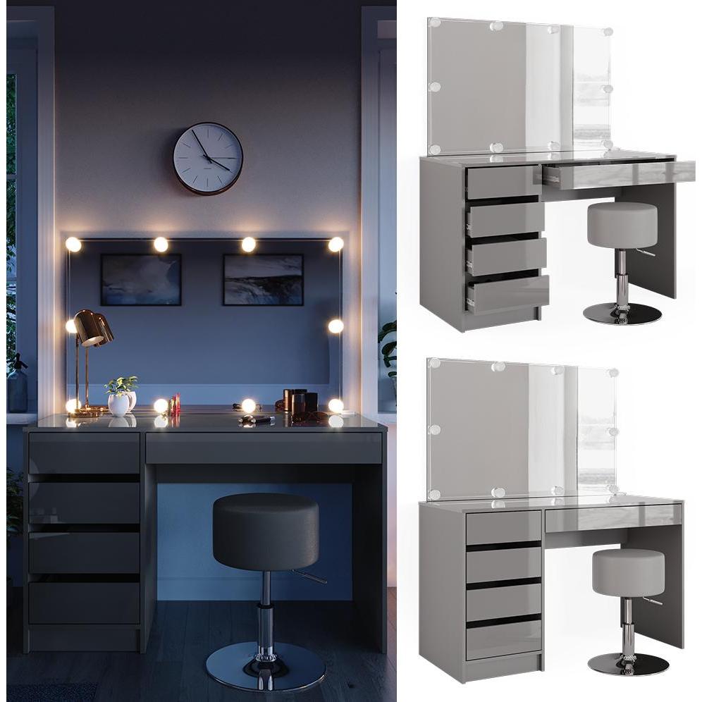 Thumbnail - Vicco, Schminktisch, Sherry mit Hocker und Beleuchtung (55 x 75 x 120 cm)