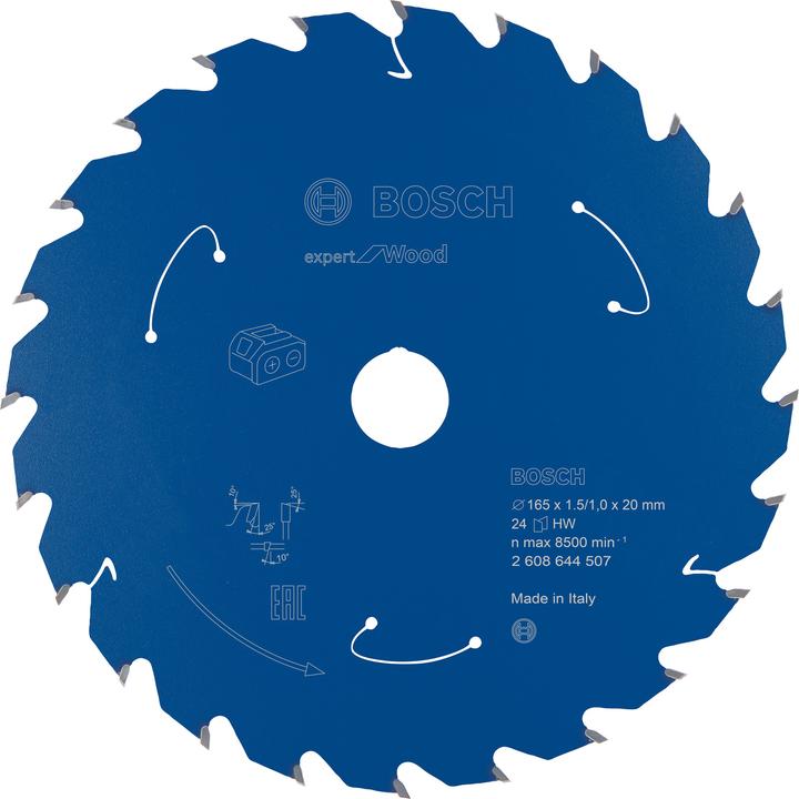 Bosch Professional Zubehör Circular saw blade Expert for Wood, 165 x 1.5/1 x 20, 24 teeth