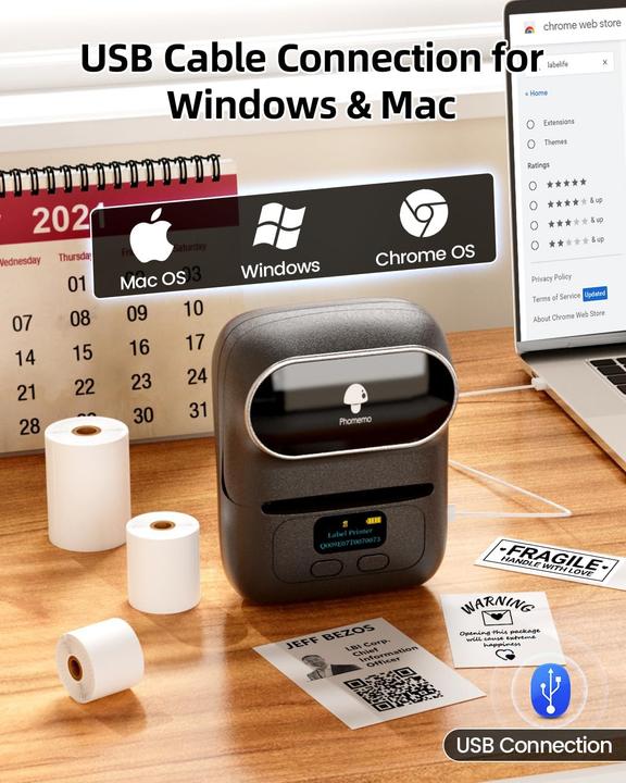 Produktbild Phomemo M110 mit 3 Rollen BLA (203 dpi)