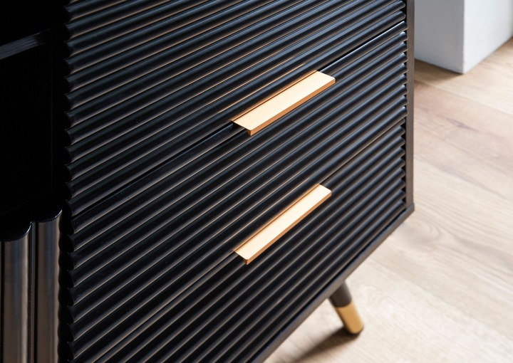 Produktbild FineBuy Sideboard Kommode Schwarz Eiche Dekor Anrichte Standschrank mit Regal