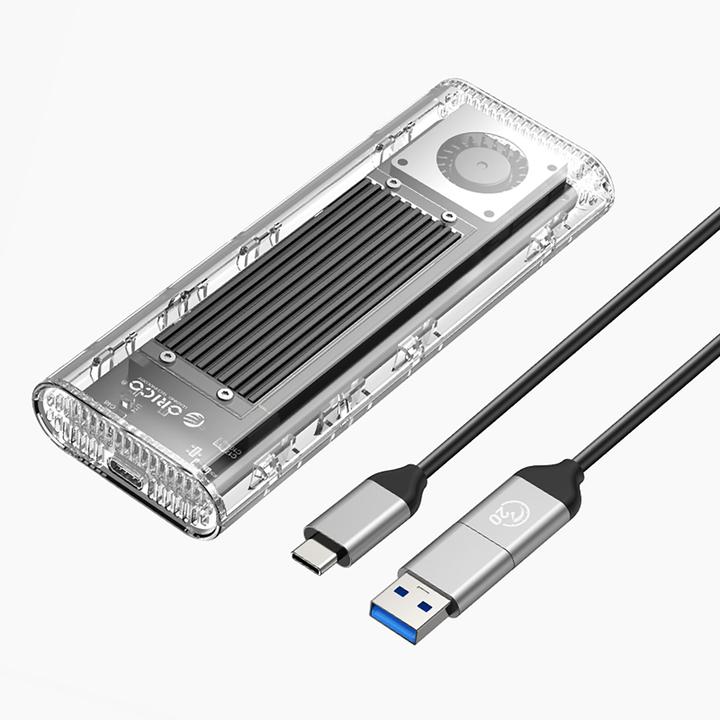 Actual product image Orico TCM2-G20 M.2 NVME USB-C 3.2 20Gb/s hard drive - Silver/Transparent (M.2)