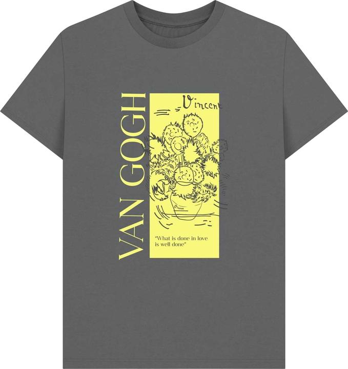 Actual product image Apoh Unisex Adult Sunflowers Quote Vincent Van Gogh T-Shirt (XL)