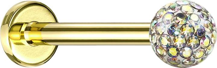 Actual product image Star Piercing Micro labret gold-plated with crystal ball multicolour epoxy protective layer (Titanium, without brass)