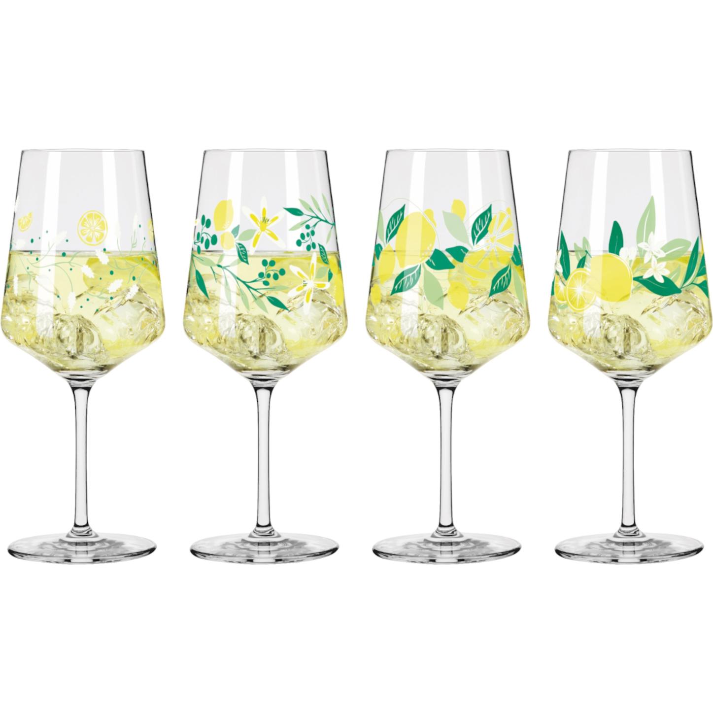 Ritzenhoff Aperitif-Glas SOMMERTAU F24 Limoncello Hugo 4er Set Inhalt je 544 ml, Cocktailgläser, Mehrfarbig