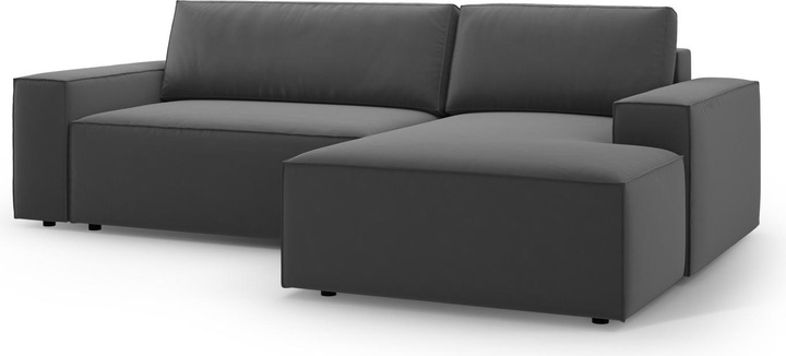 Actual product image Micadoni Velvet Right Corner Sofa With Bed Function And Box, "Jodie", 3 Seats, 246x151x86 Made in Europe (Corner sofa)