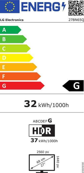 Energie-Label LG 27BN65Q-B (2560 x 1440 Pixel, 27")