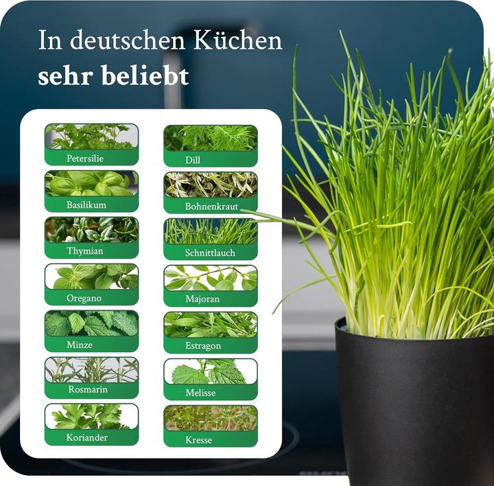 Produktbild Novaliv Stilvolle 2er Set Kräutertopf mit Holzunterlage für Jede Fensterbank, Für frische Küchenkräu (14 cm)
