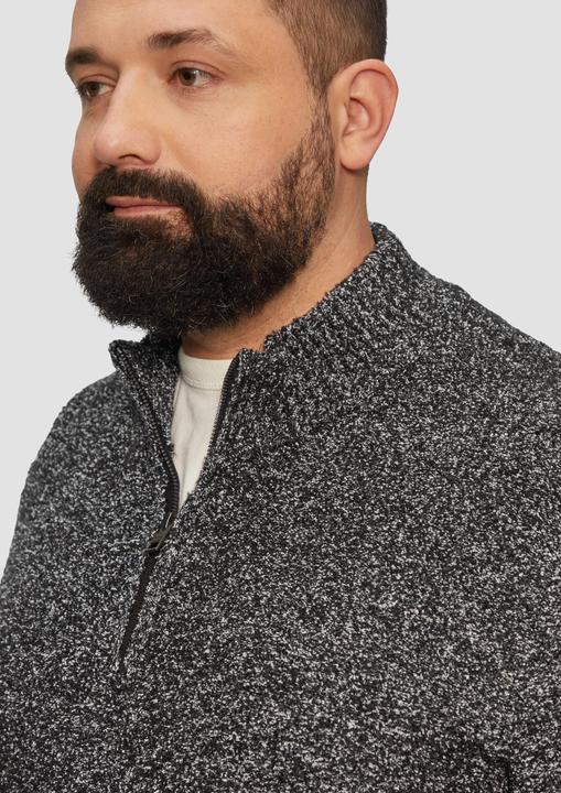 Produktbild S.Oliver Strickpullover Pullover mit Troyer-Kragen in Melange-Optik (5XL)