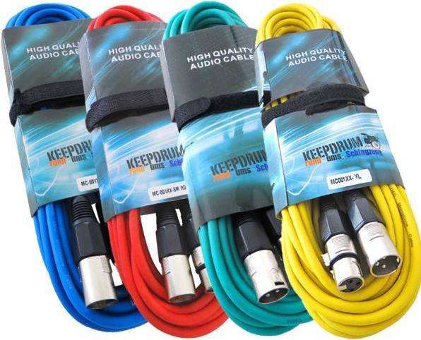 Produktbild keepdrum 6m Mikrofonkabel Set XLR RD-BL-GR-YW 4 Stück (6 m, XLR Kabel)