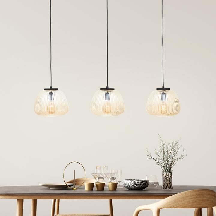 Productafbeelding Brilliant Kaizen hanglamp 3-lichts amber/zwart mat (E27)