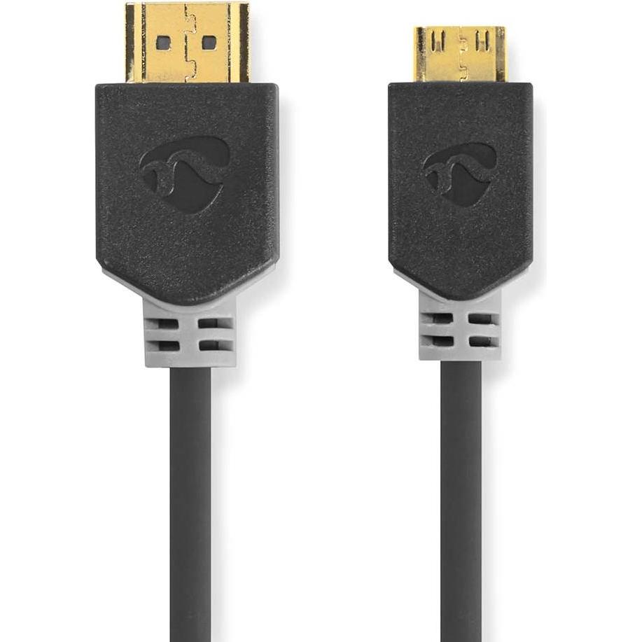 Nedis High Speed??HDMI T Kabel mit Ethernet HDMIT Stecker HDMIT Mini Stecker 4K@60Hz 18 Gbps 2.00 m (2 m, HDMI), Video K...