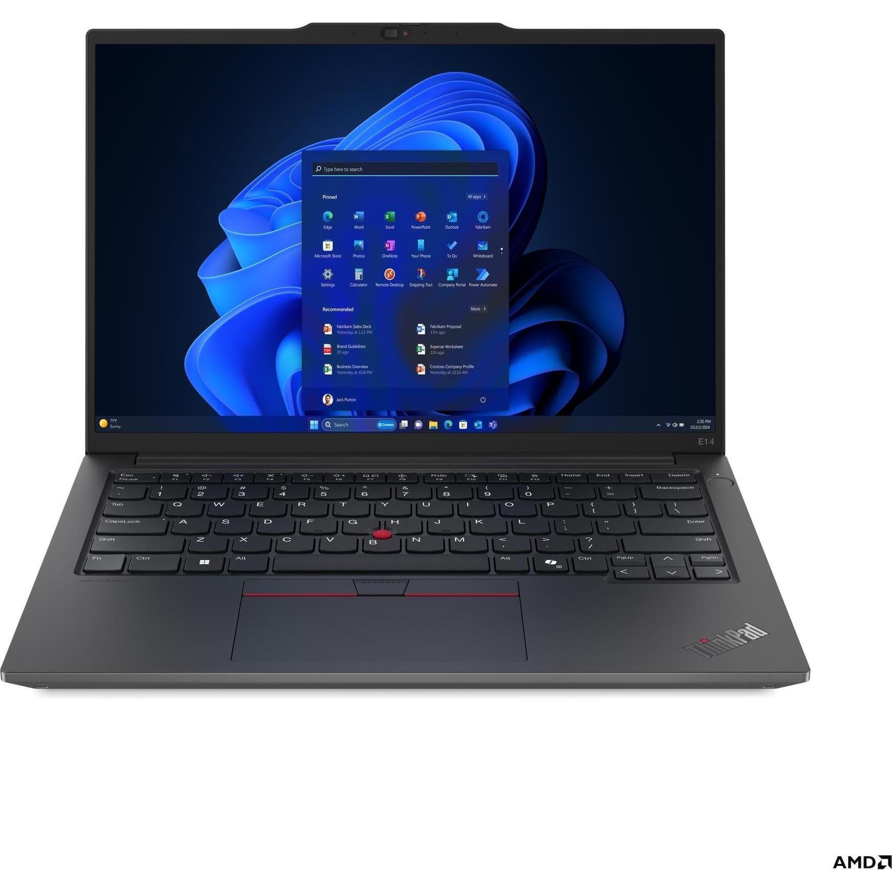 Lenovo ThinkPad E14 Gen 6 (14", AMD Ryzen 5 7535HS, 16 GB, 512 GB, DE), Notebook, Schwarz