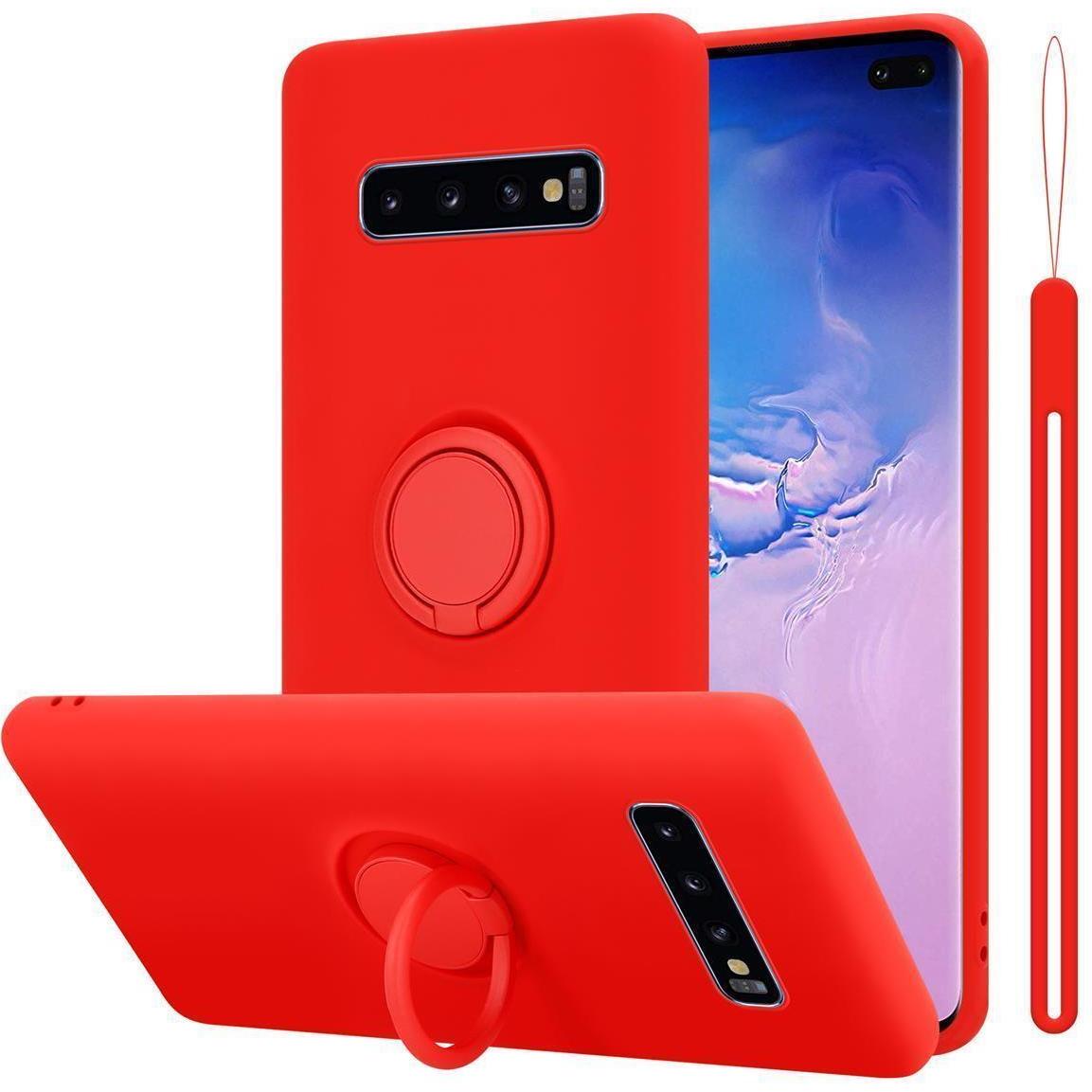 Cadorabo TPU Liquid Ring Silicone Case Hülle (Samsung Galaxy S10), Smartphone Hülle, Rot