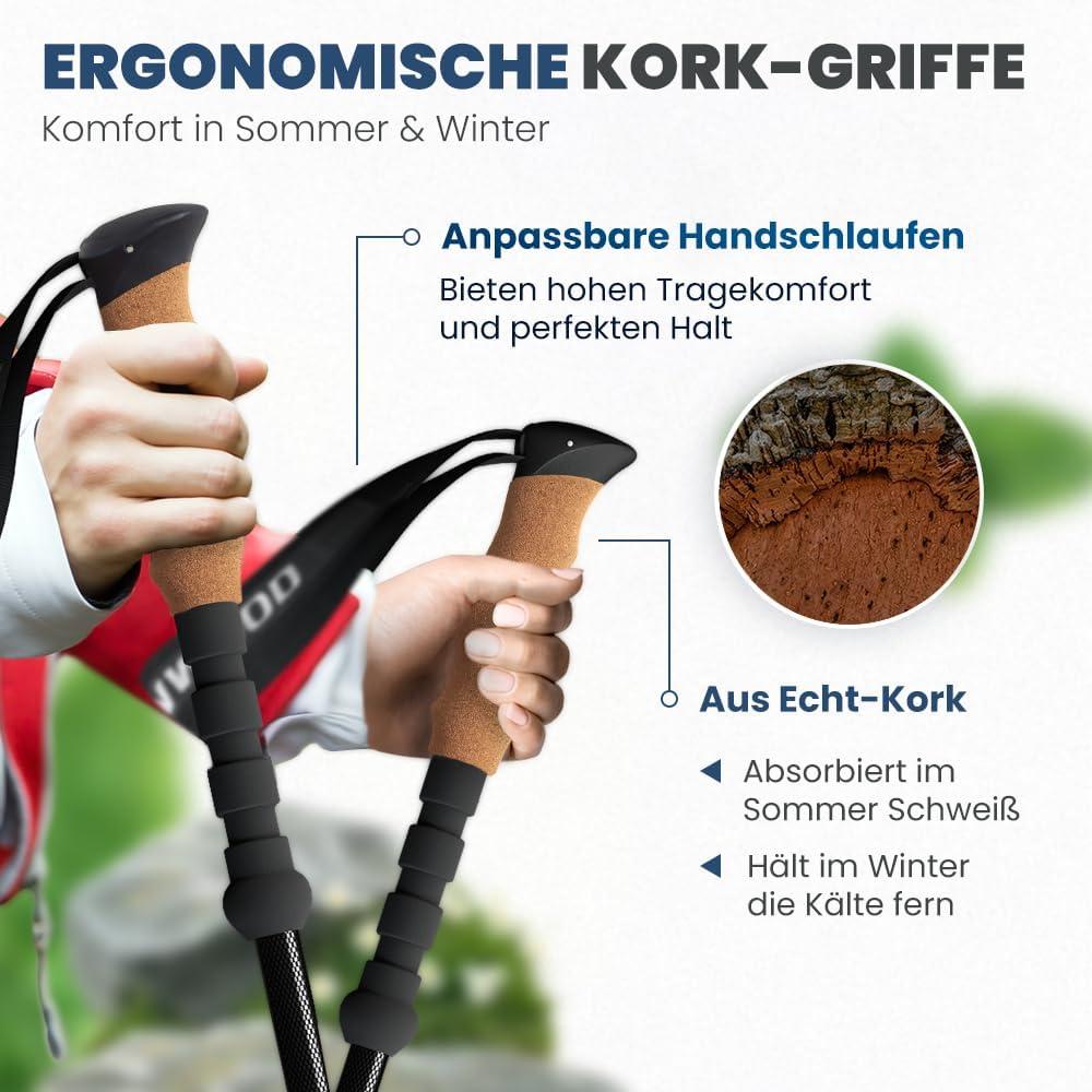 Steinwood Carbon Wanderstöcke – Ultraleicht, Teleskopierbar, Mit Quick-Lock & Zubehörset