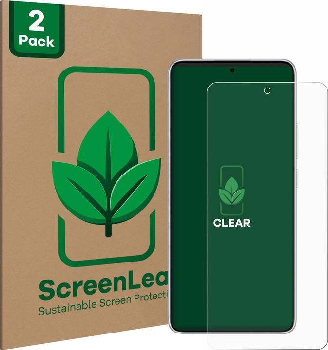Produktbild ScreenLeaf Schutzfolie nachhaltiger Displayschutz Displayschutzfolie Folie Klar Transparent (2 Stück, Xiaomi Redmi Note 14)