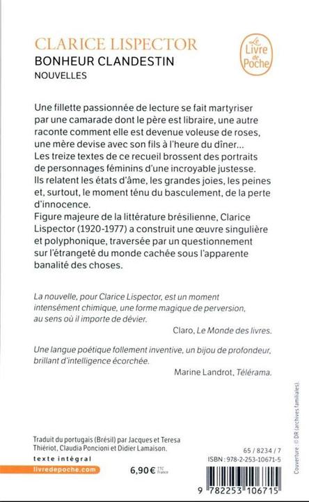 Produktbild Bonheur clandestin (Französisch, Lispector Clarice, 2022)