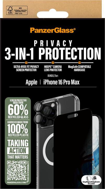 Productafbeelding PanzerGlass Privacy (1 Pcs., Apple iPhone 16 Pro Max)
