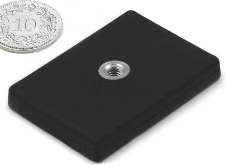 Produktbild Supermagnete Magnetsystem rechteckig gummiert mit Innengewinde (1x)